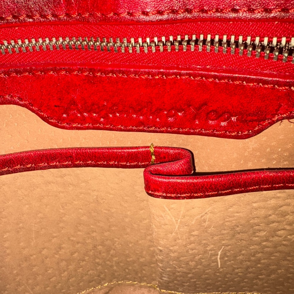 Alejandro Yeo Red Leather Hand Tooled Handbag Tote Like NEW - Picture 10 of 16